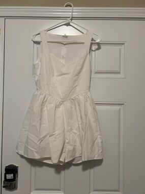 White Sleeveless Fit-and-Flare Romper